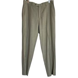 Linea Naturale Men's 100% Wool Dress Pants Tan Flat Front Sz 34